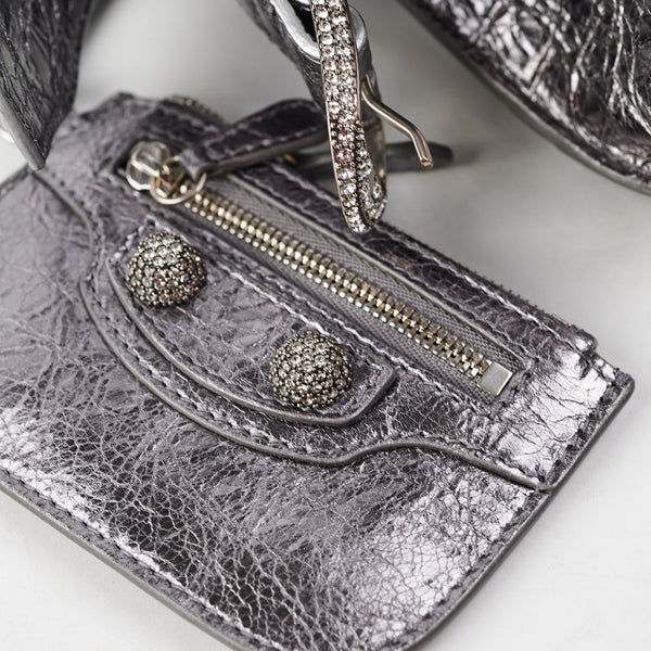 Balenciaga Neo Cagole XS Bag Silver | Studded Leather Shoulder Bag