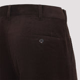 Close-up of Prada pants hardware and fine stitching