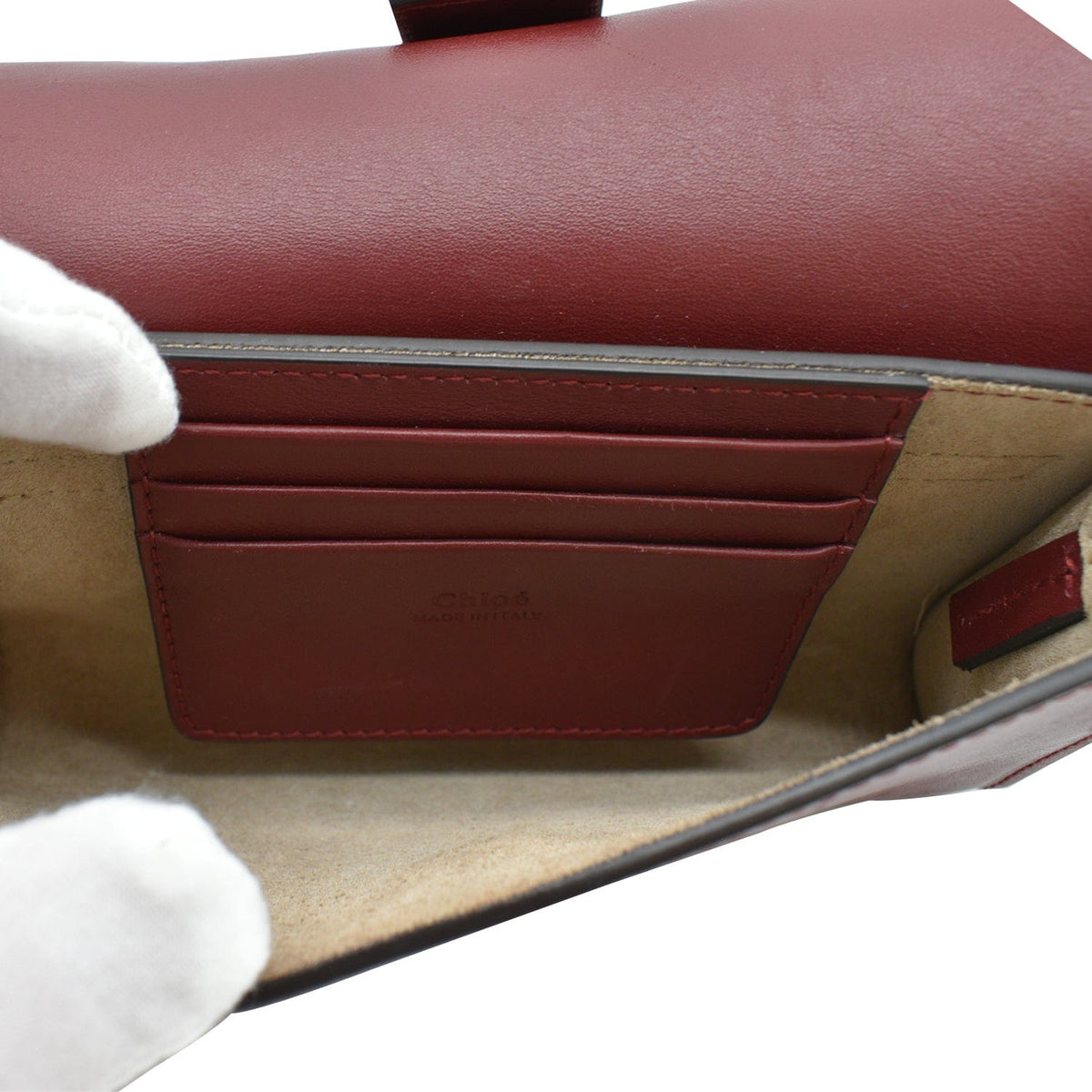 Chloe authentic luxury shoulder bag Red leather craftsmanship
