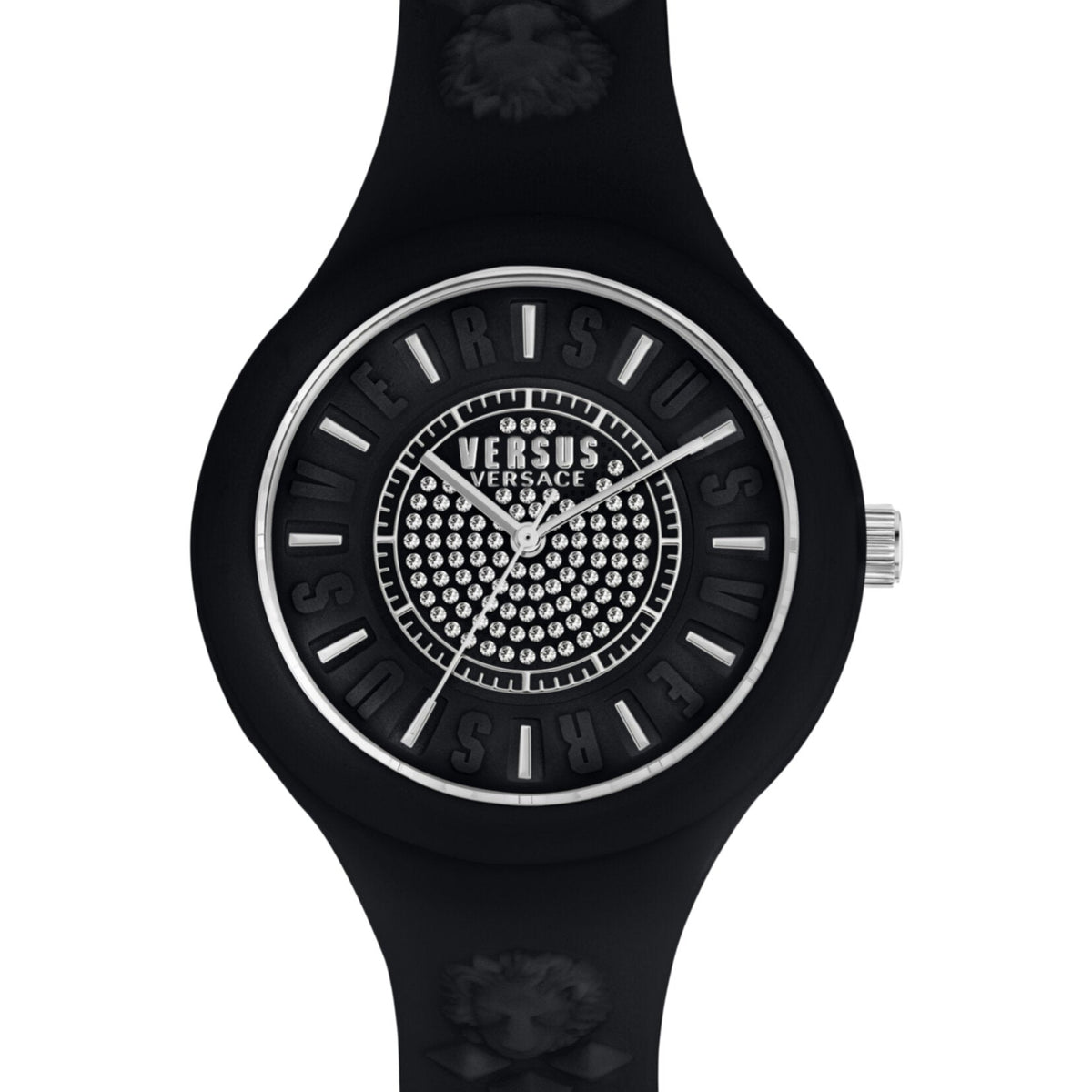 Close-up detail view of Versace unisex watch