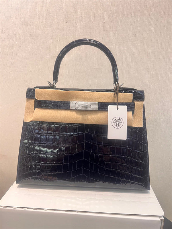Side view of modernist structured handbag