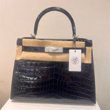 Side view of modernist structured handbag