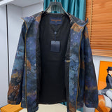 Close-up detail shot of Louis Vuitton luxury clothing with logo-detail design