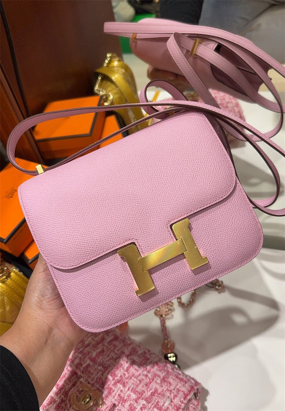 Side view of clean-lined structured handbag