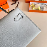 Side view of considered structured handbag