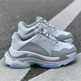 Balenciaga Grey Chunky Platform Sneakers - Detail Shot of Craftsmanship