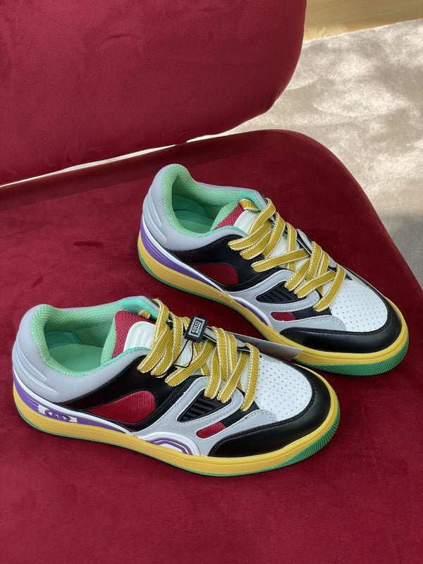 Gucci two-tone luxury sneakers view 9 signature lace-up style
