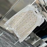 Close-up detail shot of Louis Vuitton luxury clothing with relaxed-fit cut