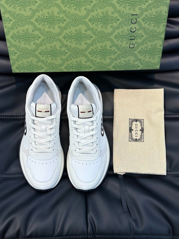 Side profile of Gucci muted earth tones sneakers heritage-inspired look