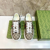 Gucci crisp white luxury sneakers view 9 retro runner design