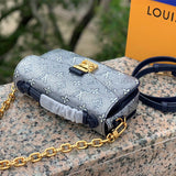  clean-lined shoulder bag detail view showing craftsmanship