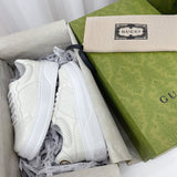 Side profile of Gucci two-tone sneakers minimalist modern build