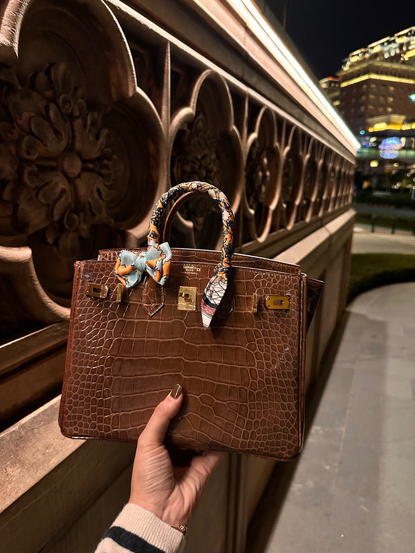 Understated bag shown from front angle