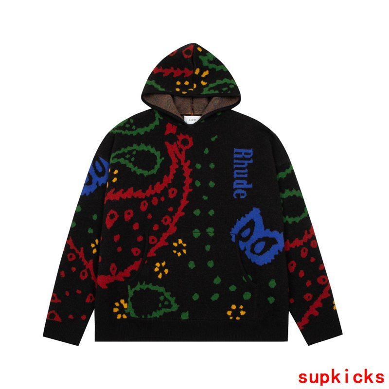 Front view of Rhude luxury clothing with logo-detail design