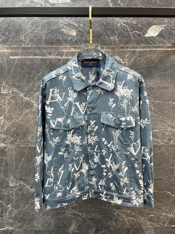 Back view of Louis Vuitton luxury clothing with label-forward styling