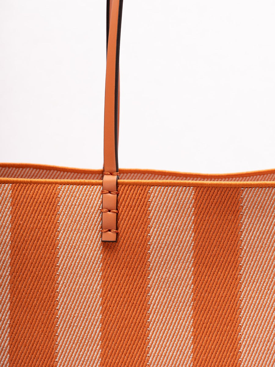 Close-up of Fendi totes hardware and fine stitching