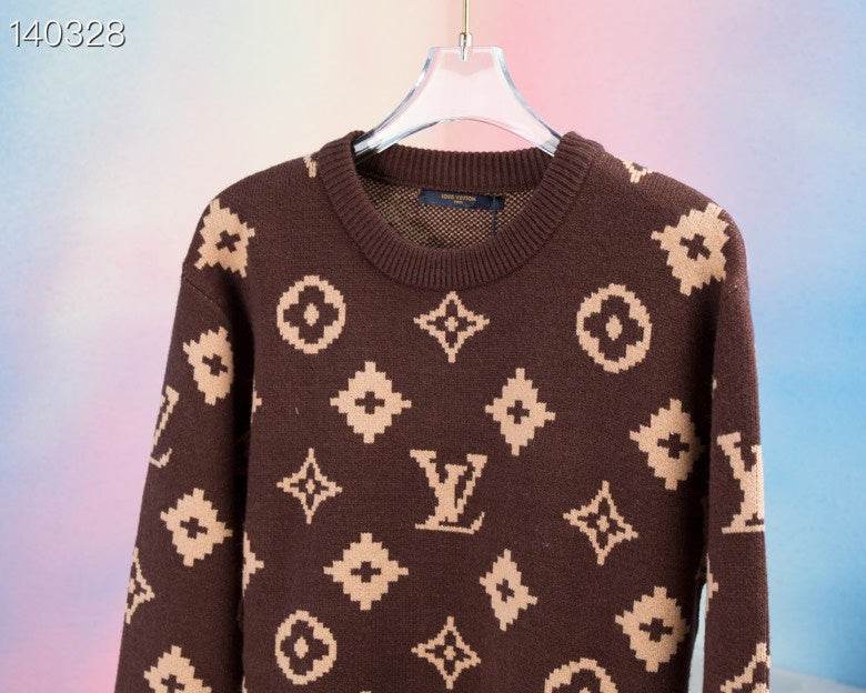 Close-up detail shot of Louis Vuitton luxury clothing with runway-inspired design