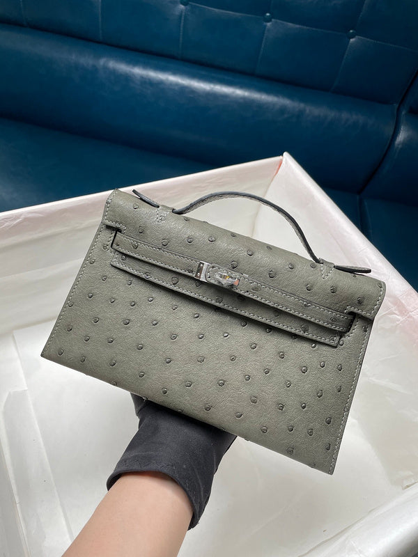Side view of modernist structured handbag
