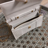Front view of chic polished women's handbag – women's statement bag
