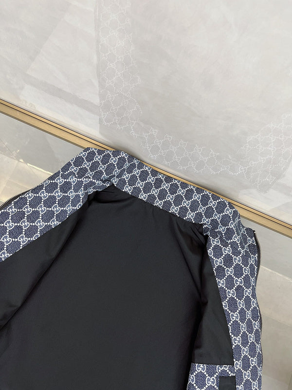 Flat lay presentation of Gucci luxury clothing with logo-detail design
