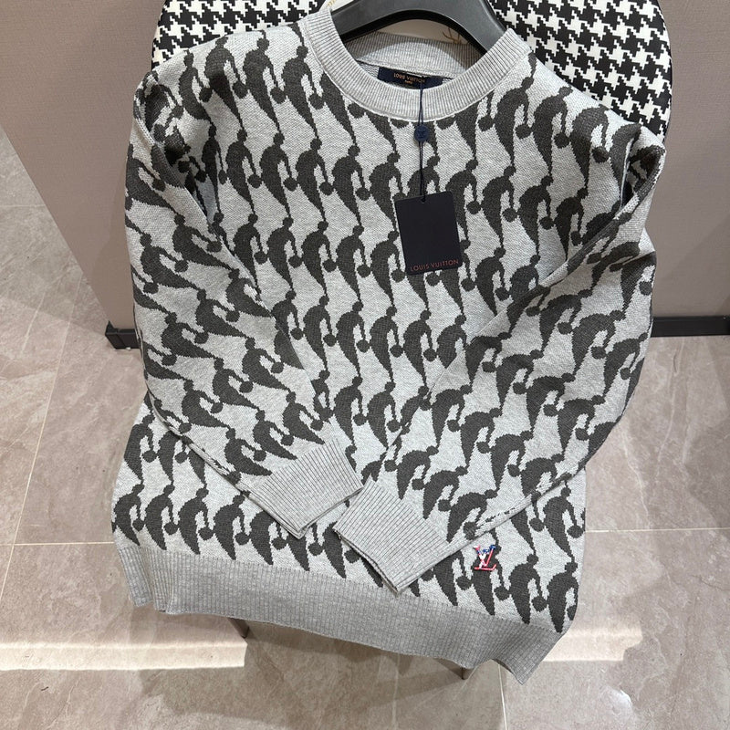 Front view of Louis Vuitton luxury clothing with runway-inspired design