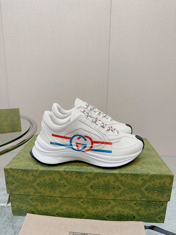 Side profile of Gucci tonal black sneakers premium leather build