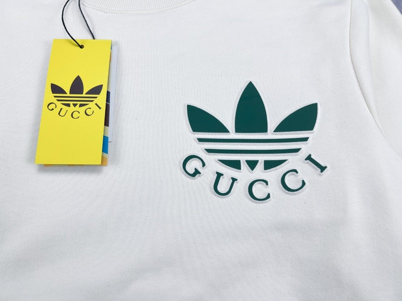 Back view of Gucci luxury clothing with signature branding