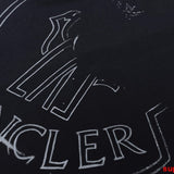 Flat lay presentation of Moncler luxury clothing with monogram-inspired silhouette