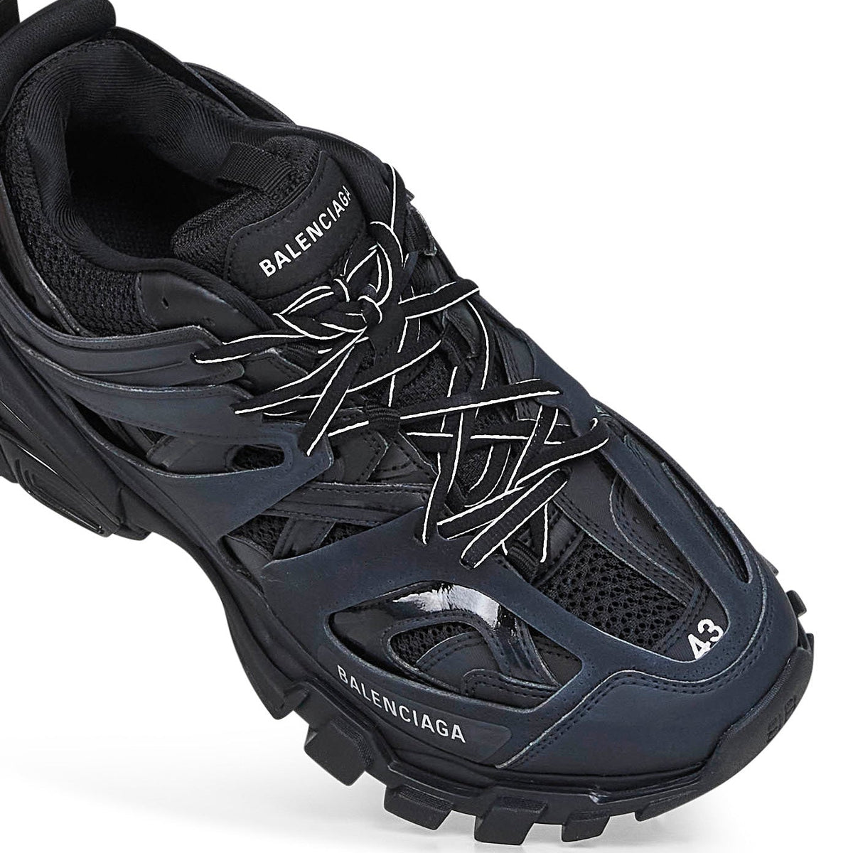 Close-up of Balenciaga athletic hardware and fine stitching