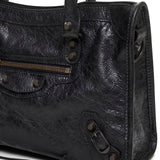 Close-up of Balenciaga shoulder bags hardware and fine stitching