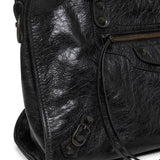 Close-up of Balenciaga shoulder bags hardware and fine stitching