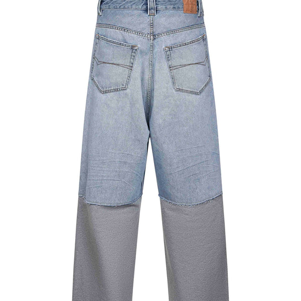 Balenciaga Jeans? Balenciaga Men Light Blue Denim And Grey Fleece Trousers Premium Designer Denim Jeans