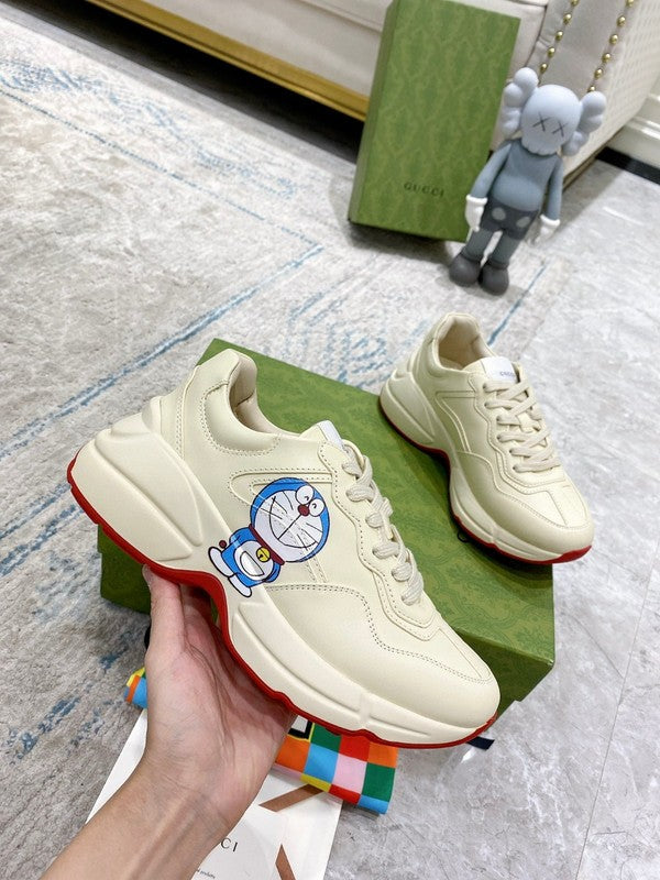 Gucci neutral cream luxury sneakers view 5 breathable knit upper