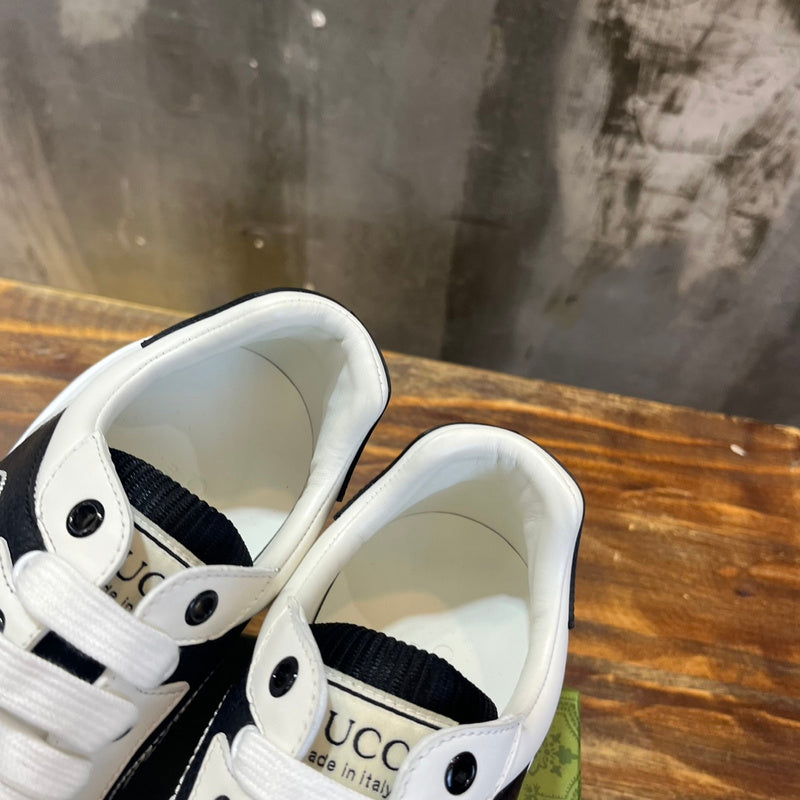 Gucci fresh white-and-black luxury sneakers view 8 signature lace-up style