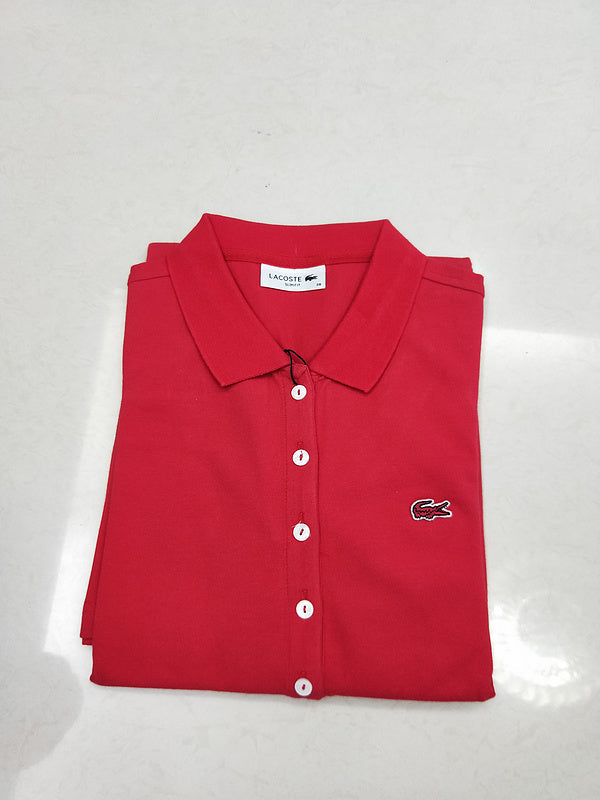Front view of Lacoste luxury clothing with tailored silhouette
