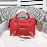 Side profile of classic structured women's handbag – women's statement bag