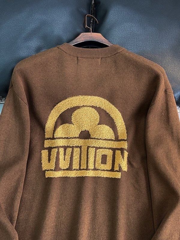 Front view of Louis Vuitton luxury clothing with monogram-inspired silhouette