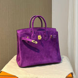 Side view of classic structured handbag
