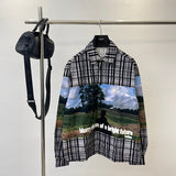 Front view of Louis Vuitton luxury clothing with signature branding