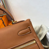 Side view of polished structured handbag