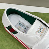 Gucci soft grey luxury sneakers view 4 chunky sole construction