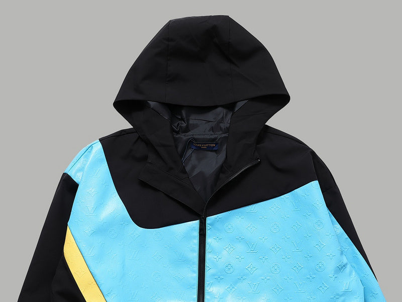 Full styled look of Louis Vuitton luxury clothing with signature branding