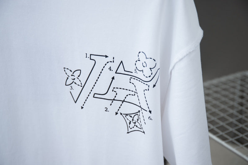 Flat lay presentation of Louis Vuitton cotton t-shirt with relaxed-fit cut
