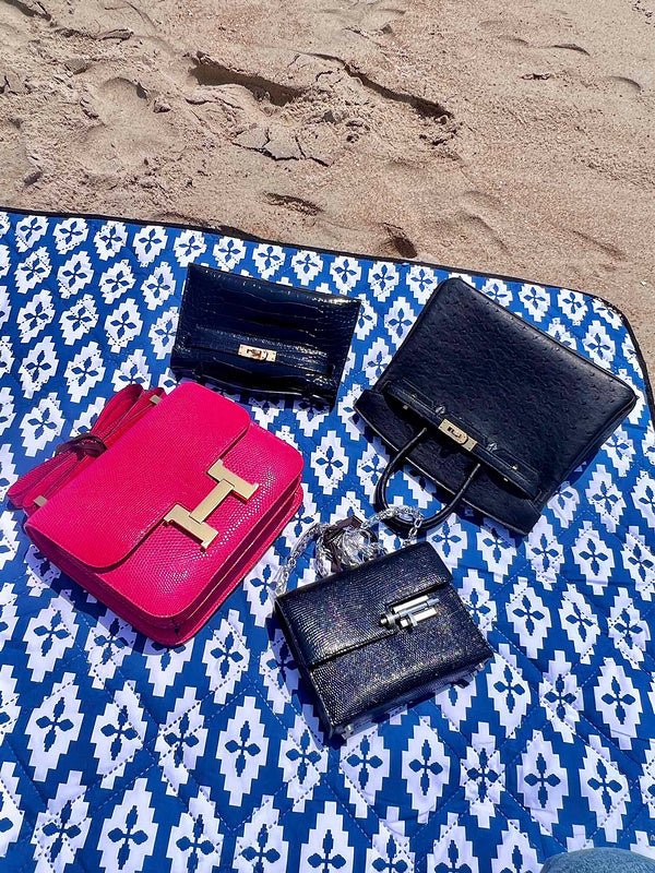 Side view of refined structured handbag