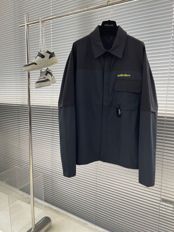Front view of Louis Vuitton luxury clothing with contemporary cut