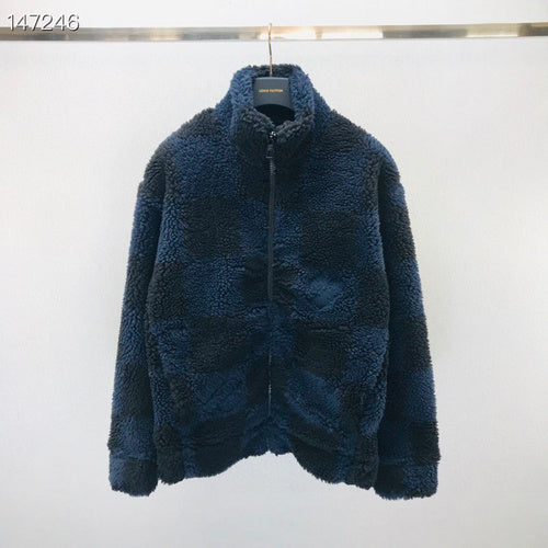 Back view of Louis Vuitton luxury clothing with signature branding