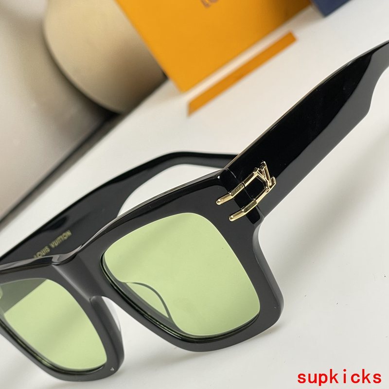 Close-up detail view of Louis Vuitton unisex sunglasses