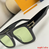 Close-up detail view of Louis Vuitton unisex sunglasses