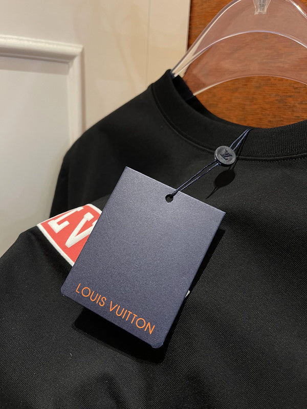 Close-up detail shot of Louis Vuitton cotton t-shirt with tailored silhouette