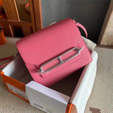 Side view of polished structured handbag